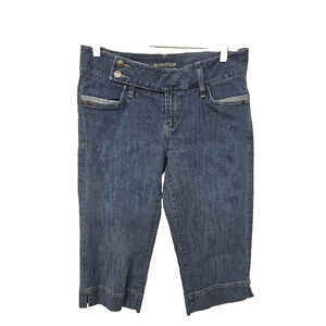 Sonoma Capri Jeans Size 4 Womens Mid Rise Medium Wash Blue Contrast Trim Y2K